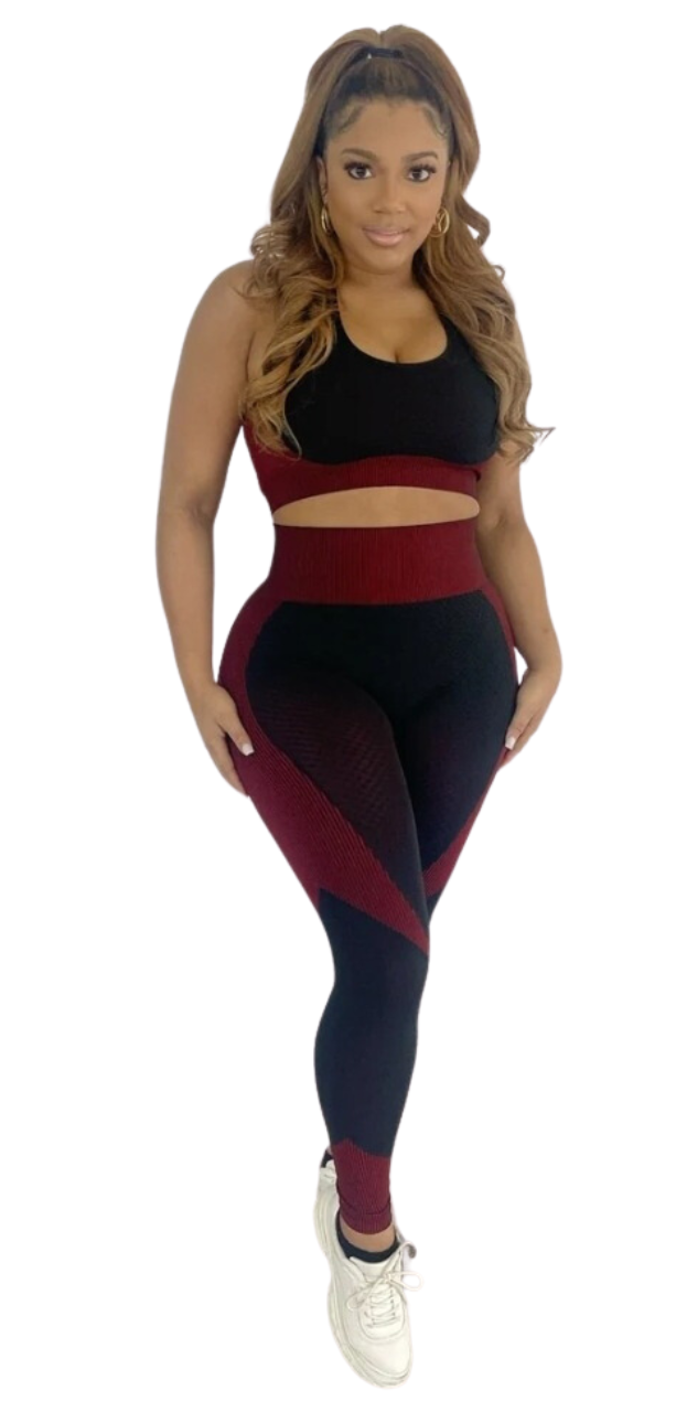 Red Seamless Active Bra & Legging Set