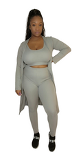 Load image into Gallery viewer, Grey Ribbed Crop Top Set
