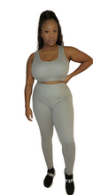 Load image into Gallery viewer, Grey Ribbed Crop Top Set
