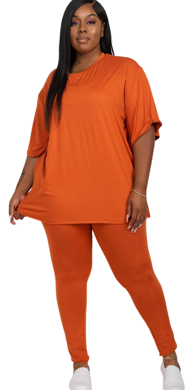 Mango Oversized Tee & Legging Set - PLUS