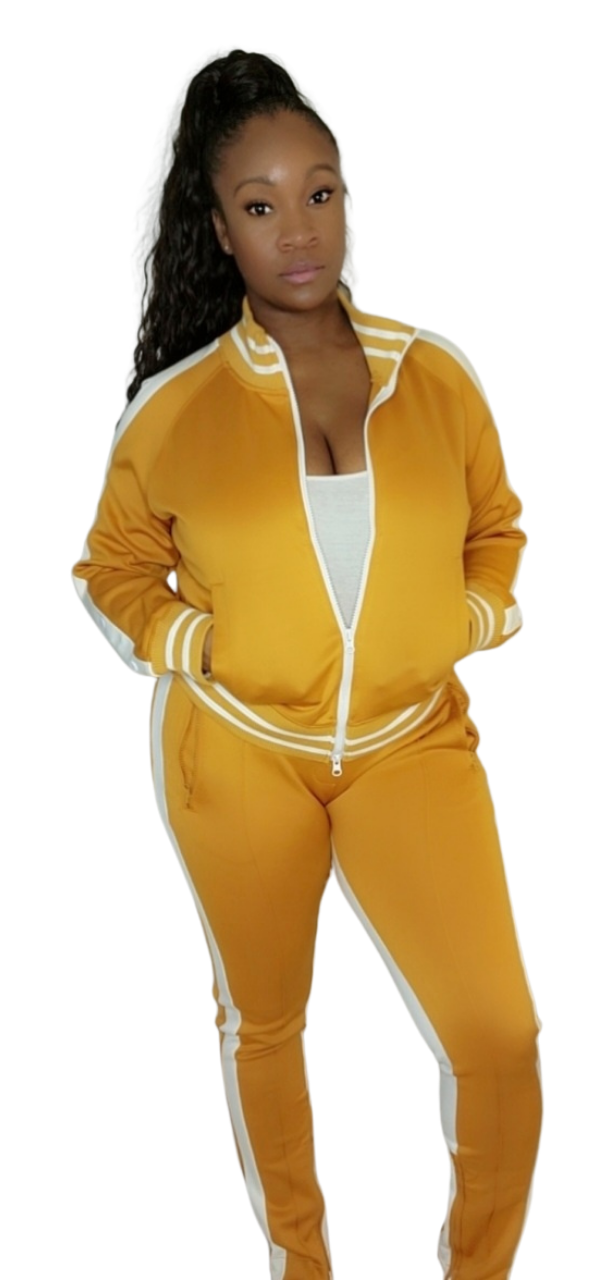 Mustard Cold Shoulder Tracksuit