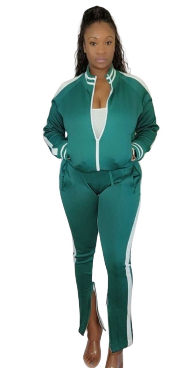 Green Cold Shoulder Tracksuit