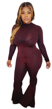 Load image into Gallery viewer, Burgundy Striped Bell Bottom Jumpsuit
