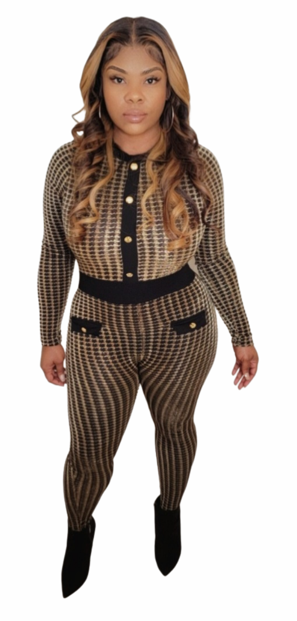 Gold Houndstooth Jumpsuit