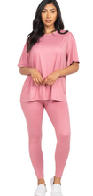 Load image into Gallery viewer, Mauve Oversized Tee &amp; Legging Set
