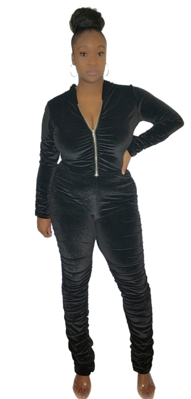 Black Love Velour Set